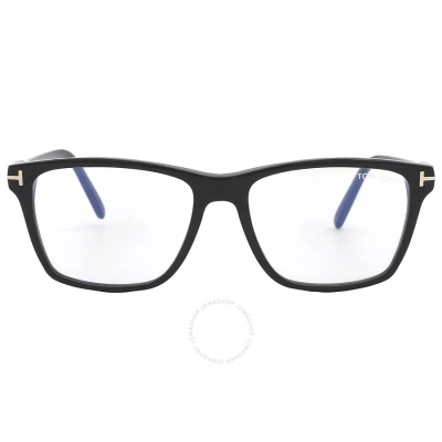 Tom Ford Blue Light Block Square Men's Eyeglasses Ft5817-b 001 54 In Black / Blue