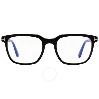 Tom Ford Blue Light Block Square Men's Eyeglasses Ft5818-b 001 53 In Black / Blue