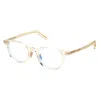 Tom Ford Eyeglasses Round Full Rim, Transparent Yellow Frame And Clear Blue Light Block Lens Ft5858-d-b039