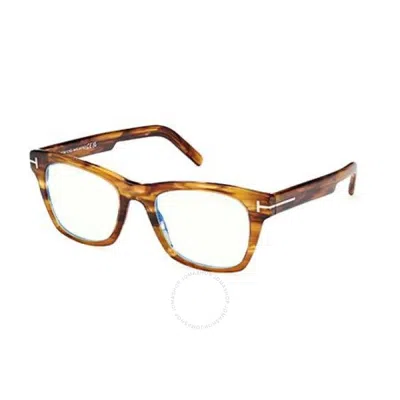 Tom Ford Blue Light Block Square Men's Eyeglasses Ft5886-b 047 52 In Brown
