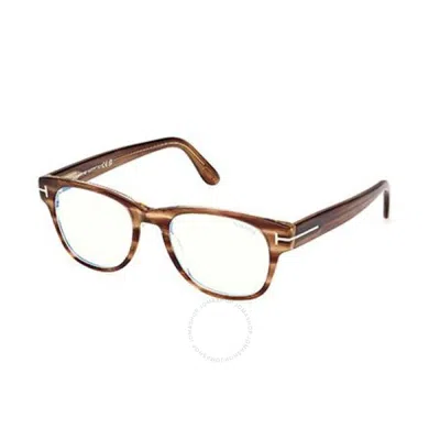 Tom Ford Blue Light Block Square Men's Eyeglasses Ft5898-b 050 52 In Brown