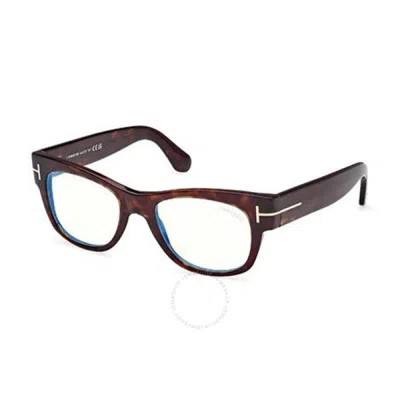 Tom Ford Blue Light Block Square Unisex Eyeglasses Ft5040-b 052 52 In Brown