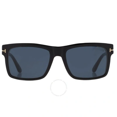 Tom Ford Blue Light Block With Blue Clip On Rectangular Men's Eyeglasses Ft5682-b 001 54 In Two Tone  / Black / Blue
