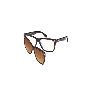 Tom Ford Blue Light Block With Gradient Brown Clip On Square Men's Eyeglasses Ft6069-b 052 54