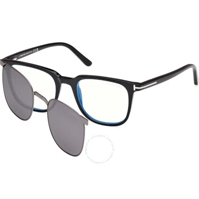 Tom Ford Blue Light Block With Grey Clip-on Square Men's Eyeglasses Ft5916-b 001 50 In Black