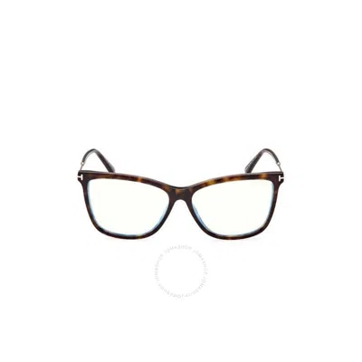 Tom Ford Blue Light Block With Grey Gradient Clip-on Cat Eye Ladies Eyeglasses Ft5824-b 052 56 In Brown
