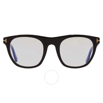 Tom Ford Blue Light Block With Grey Gradient Clip-on Oval Men's Eyeglasses Ft5895-b 001 51 In Black / Blue