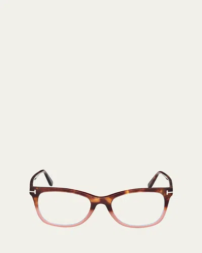 Tom Ford Blue Light Blocking Acetate Square Glasses In Brown