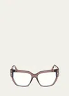 Tom Ford Blue Light Blocking Acetate Square Glasses In Warm Brown/blonde Havana