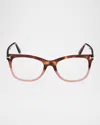 Tom Ford Blue Light Blocking Acetate Square Glasses In Shiny Havana To Milky Pink