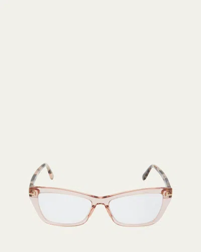 Tom Ford Blue Light Blocking Two-tone Acetate Cat-eye Glasses In Pink