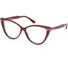 Tom Ford Blue Light Bock Cat Eye Ladies Eyeglasses Ft5843-b 074 56 In Red
