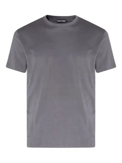 Tom Ford Lyocell Cotton Crew Neck T-shirt Clothing In Gray