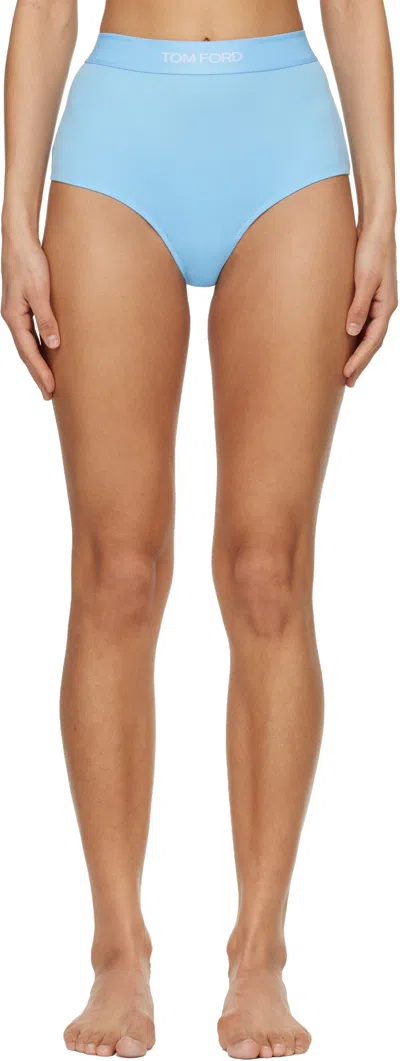 Tom Ford Logo-trim Briefs In Blue