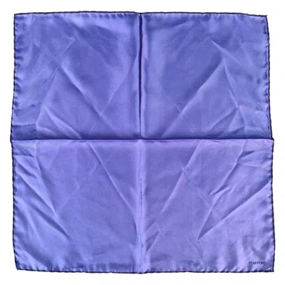 Pre-owned Tom Ford Blue Navy Logo Silk Pocket Square