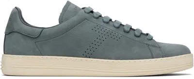 Tom Ford Blue Nubuck Warwick Sneakers In Gray