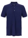 Tom Ford Blue Polo T-shirt With Embroidered Tone On Tone Logo In Cotton Man