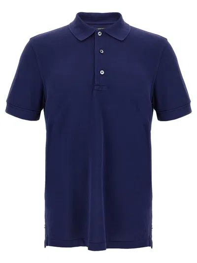 TOM FORD BLUE PIQU POLO SHIRT