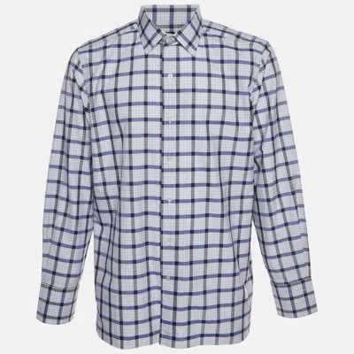 Pre-owned Tom Ford Blue Plaid Print Cotton Button Up Shirt L