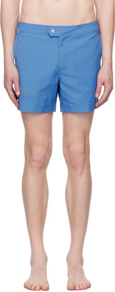 Tom Ford Blue Poplin Swim Shorts