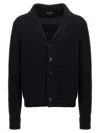 Tom Ford Cashmere Knit Sweater With Buffalo Horn Buttons And Shawl Collar In Blue