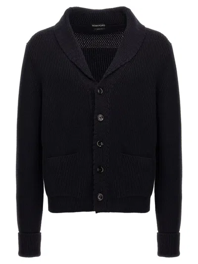 TOM FORD BLUE SHAWL CARDIGAN