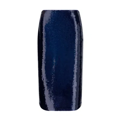 Tom Ford Blue Silk Midi Skirt In Black