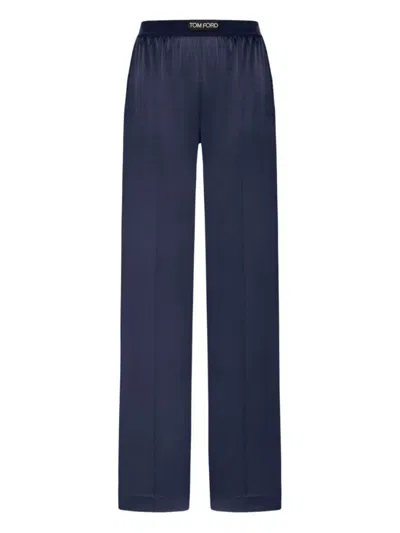 TOM FORD BLUE SILK PANTS