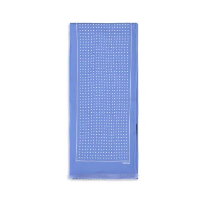 Tom Ford Polka Dot Fringed Scarf In Blue