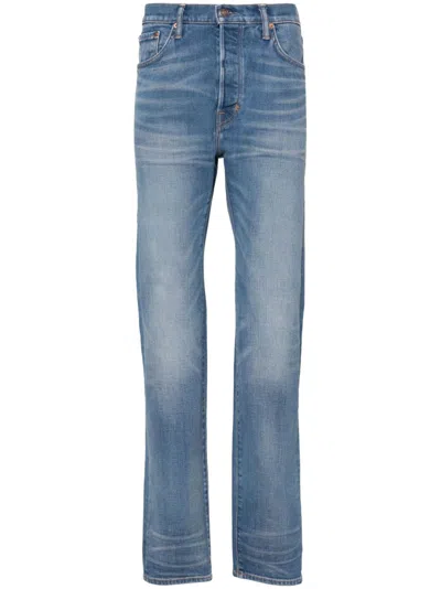 Tom Ford Broken Slim-fit-jeans In Hb414 - Washed Blue