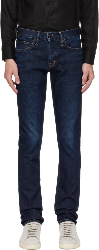 Tom Ford Blue Stretch Twill Slim Fit Jeans