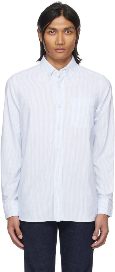 Tom Ford Blue Striped Shirt In White & Light Blue