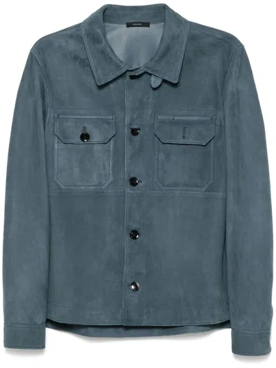 Tom Ford Hemdjacke Aus Wildleder In Blau