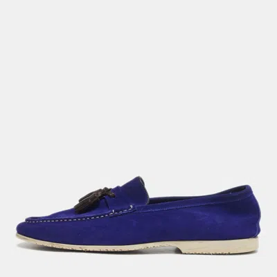 Pre-owned Tom Ford Blue Suede Tassel Detail Loafers Size 44.5