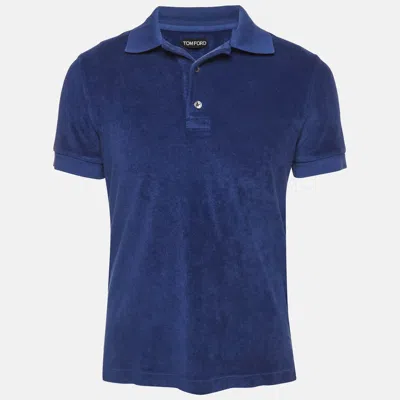 Pre-owned Tom Ford Blue Terry Polo T-shirt L