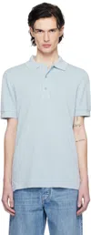 Tom Ford Blue Three-button Polo In Arctic Blue