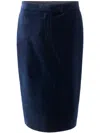Tom Ford Blue Velvet Midi Skirt  In Blu