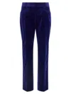 Tom Ford Luxe Velvet Trousers With Pockets And Loops In Blue