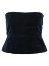 Tom Ford Velvet Strapless Top Fitted Silhouette In Blue