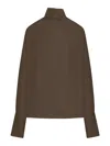 Tom Ford Long-sleeved Silk Georgette Blouse In Brown