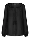 Tom Ford Flowy Silk Georgette Blouse In Black
