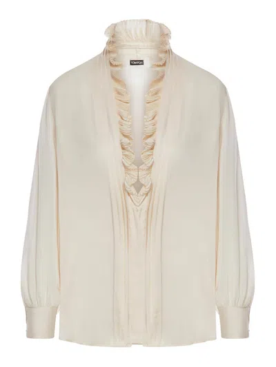 Tom Ford Ruffle-detailed Blouse In White