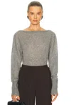 Tom Ford Boat Neck Cashmere Top In Gray