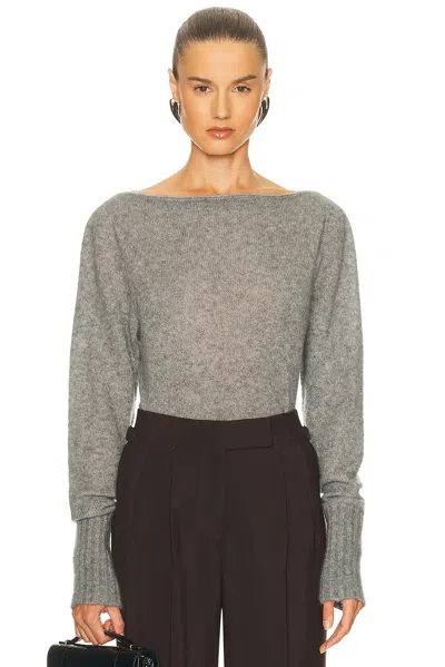 Tom Ford Boat Neck Cashmere Top In Gray