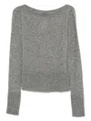 Tom Ford Boat Neck Knitwear Sweater With Ribbed Accents In Gray