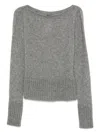 Tom Ford Boat Neck Knitwear Sweater With Ribbed Accents In Gray