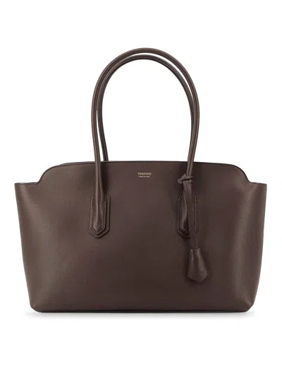 Tom Ford Leather Shoulder Bag With Logo
