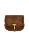 Tom Ford Wallis Mini Flap Shoulder Bag In Suede In Brown
