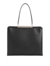 Tom Ford Rectangular Smooth Goat Leather Handbag With Polished Metallic Accent In Black