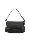 Tom Ford Folded-design Pebbled-leather Shoulder Bag In Black